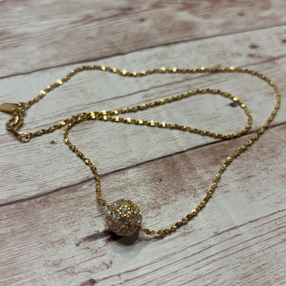 LR Lady Remington Elegant Gold Necklace with Rhinestone Ball